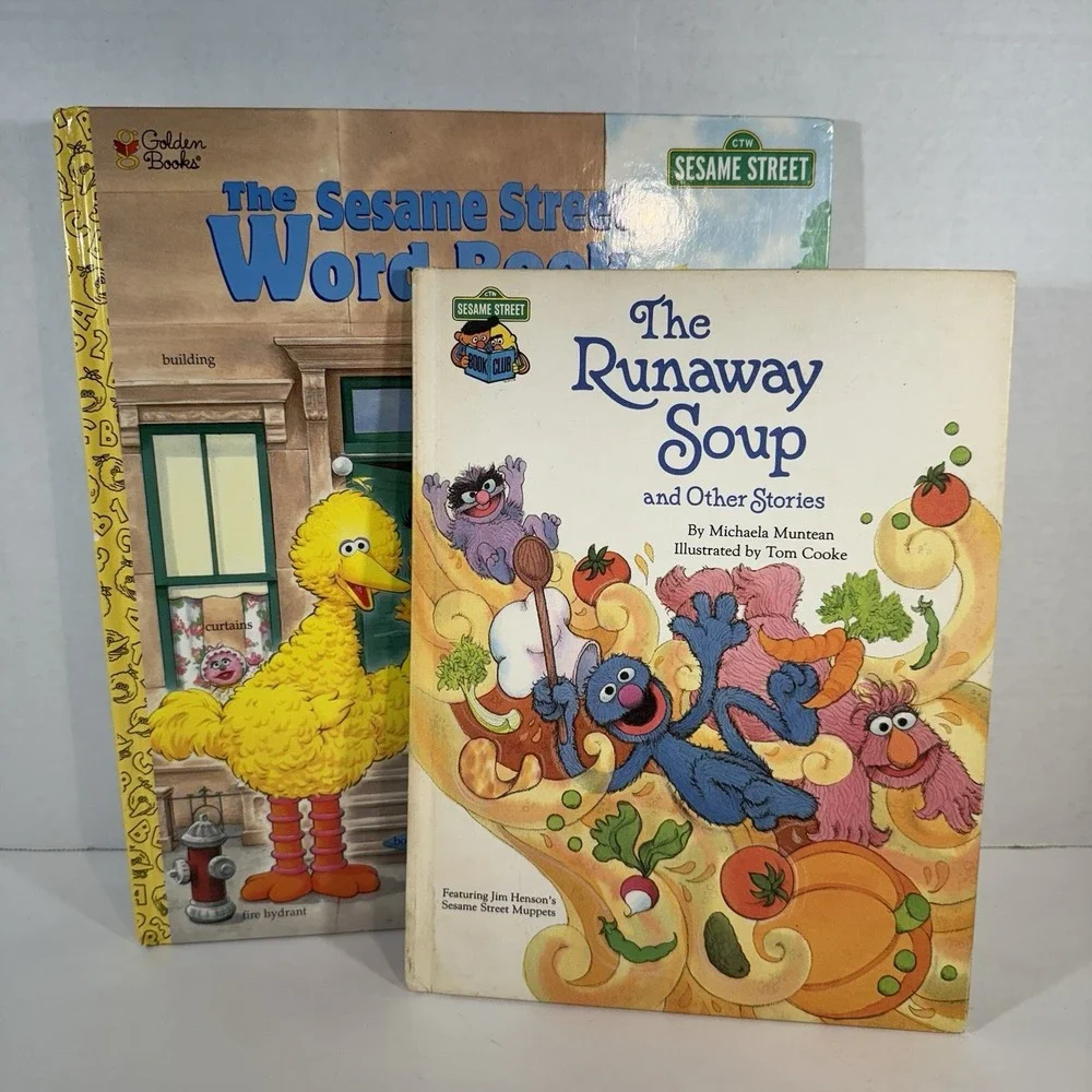 Sesame Street Hardcover Books Lot 2 Sesame Street Word‎ Book & The Runaway Soup